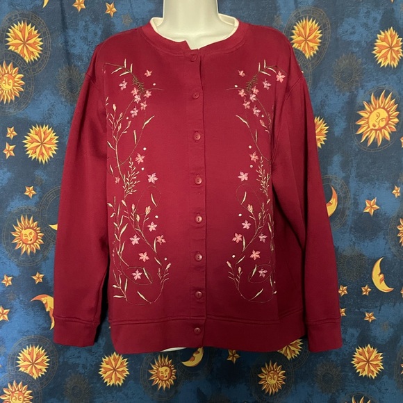 Cottagecore sweatshirt cardigan 2X - Picture 4 of 8